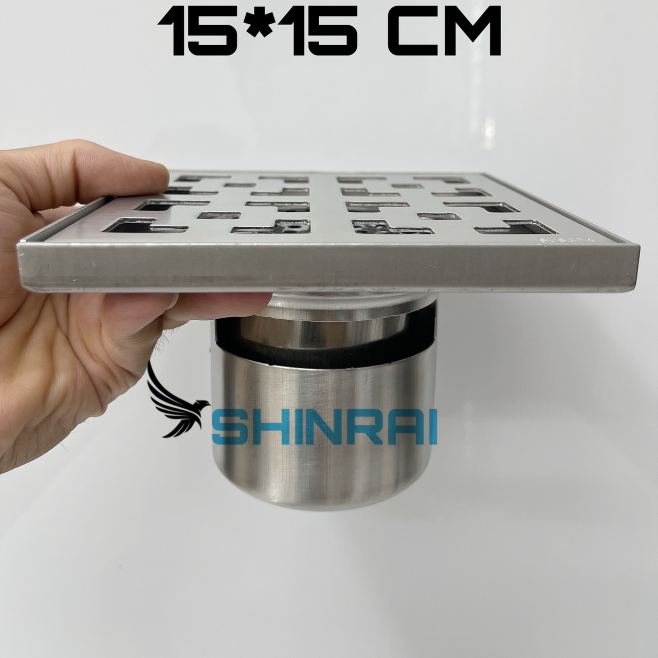 (15*15 - Sus304 Stainless Steel Solid Panel Neo-Classical) Floor Drain Funnel, Bathroom Drainage Station Anti-Odor, Anti-Insect