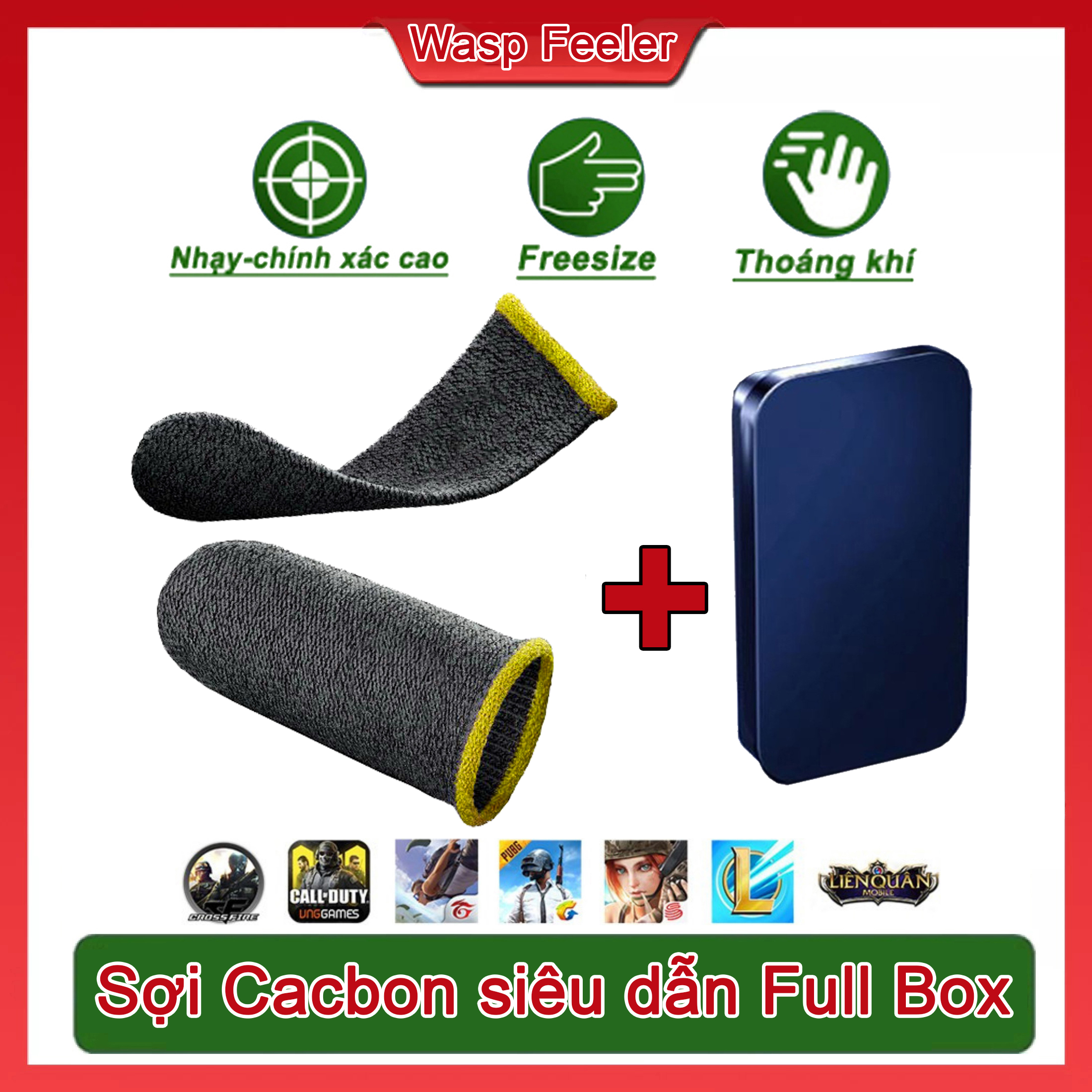 Bao tay chơi ff, Bao tay chơi game Wasp Feeler Vàng + Hộp - găng tay chơi game găng tay chơi ff PUBG, Liên quân, chống mồ hôi, bao tay bắn ff, gang tay chơi gameff cực nhạy, co giãn cực tốt