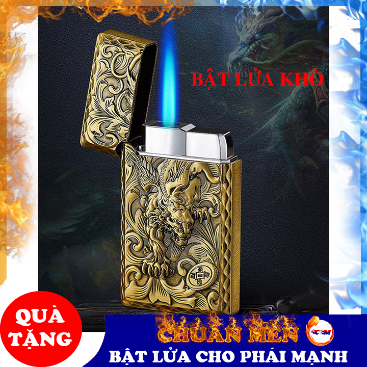 Bật lửa plasma Chuẩn Men hình rồng không sợ gió dùng điện chất liệu kim loại hoạ tiết sang trọng - GD0444