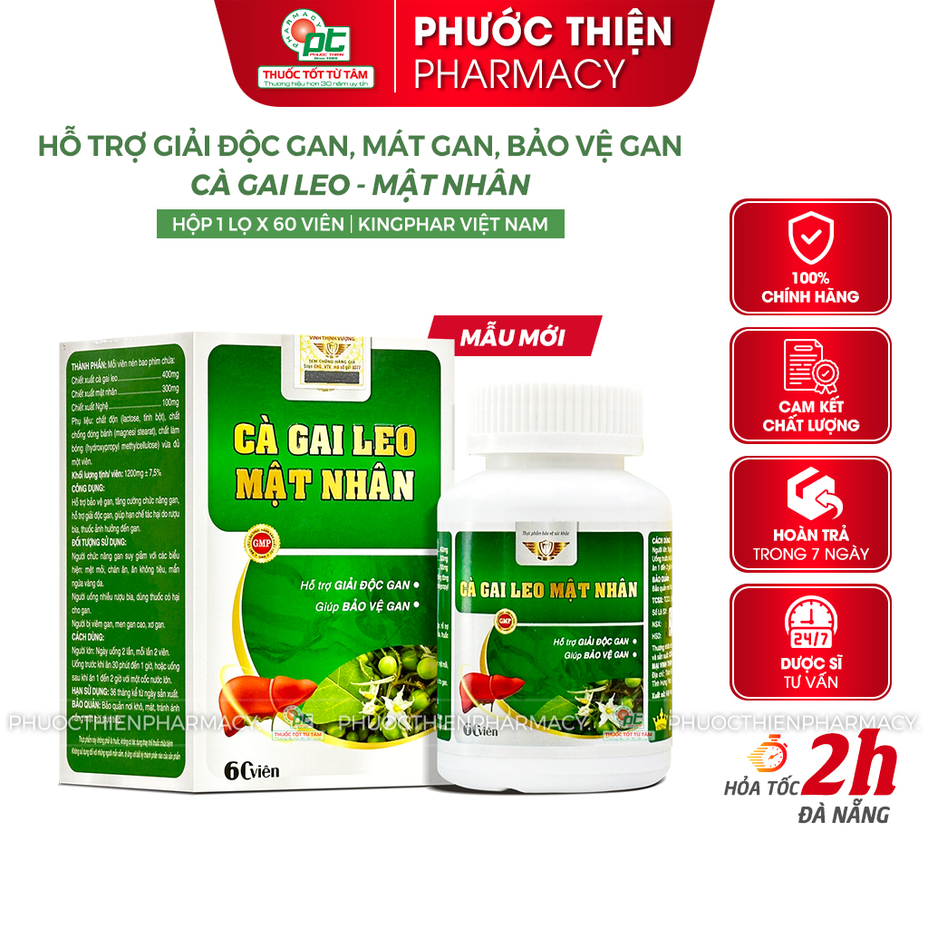Viên bổ gan cà gai leo mật nhân kingphar vinh thịnh vượng 60 viên thải độc gan - phuocthienpharmacy