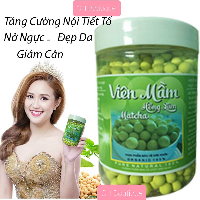 Hủ 500gr viên kẹo nở ngực mầm đậu nành matcha hồng sâm, giảm cân, đẹp da, tăng sinh lý - ch boutique