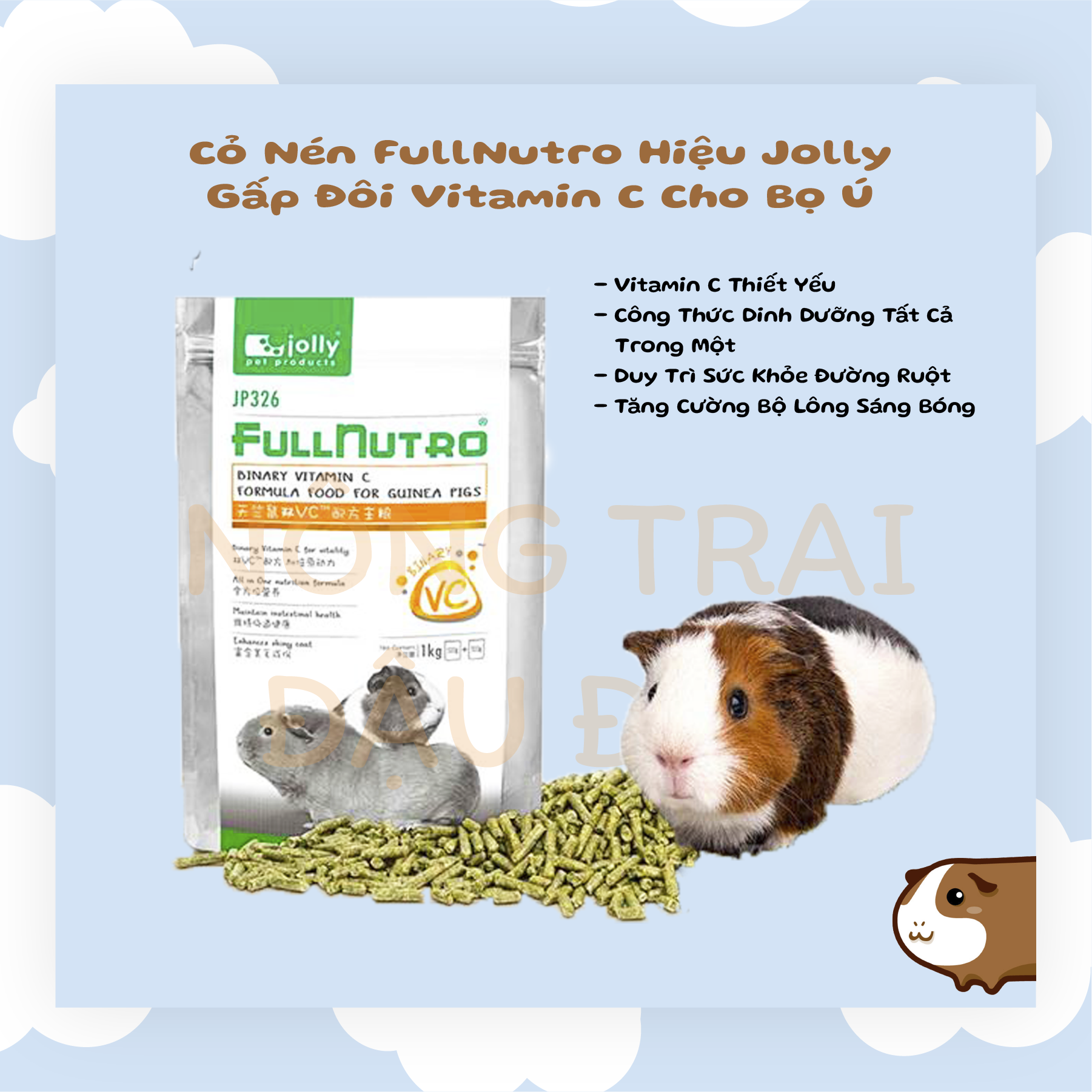 Cỏ Nén Thức Ăn Cho Bọ Ú FullNutro Jolly Cung Cấp Gấp Đôi Vitamin C 1kg - JP326