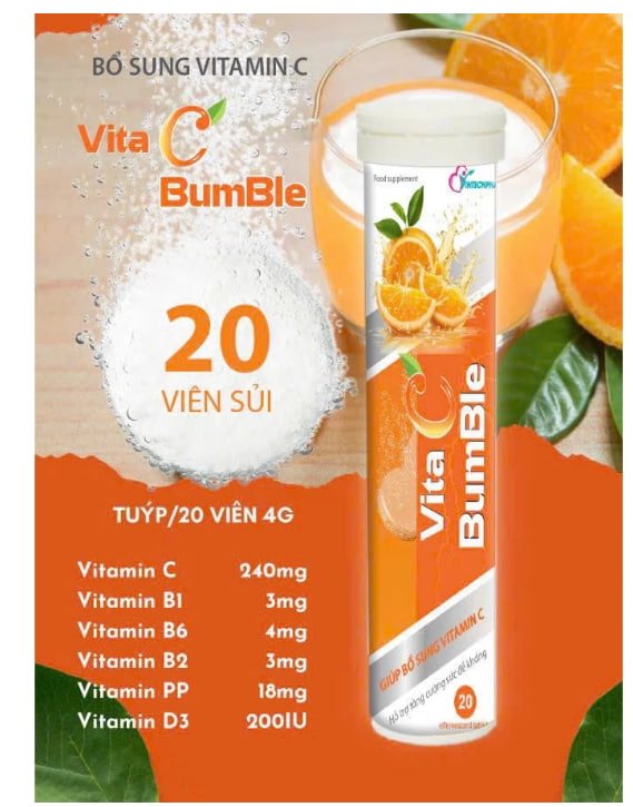 TUÝP 20 VIÊN C SỦI MULTIVITAMIN HƯƠNG TRÁI CÂY