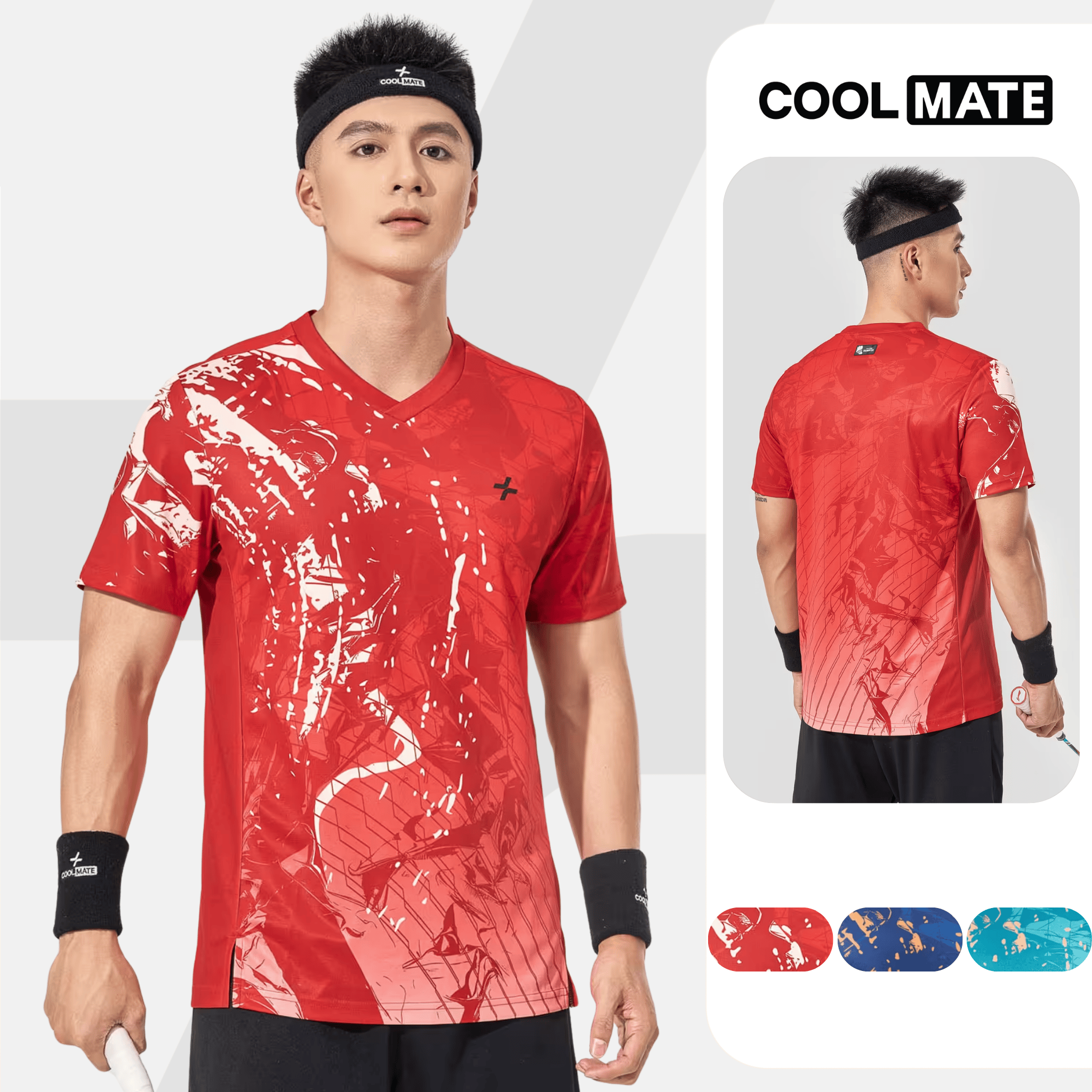[TẶNG BĂNG TAY]Áo thun thể thao nam cầu lông, Pickleball IN Abstract Graphic thấm hút, nhanh khô, thoáng khi - Coolmate