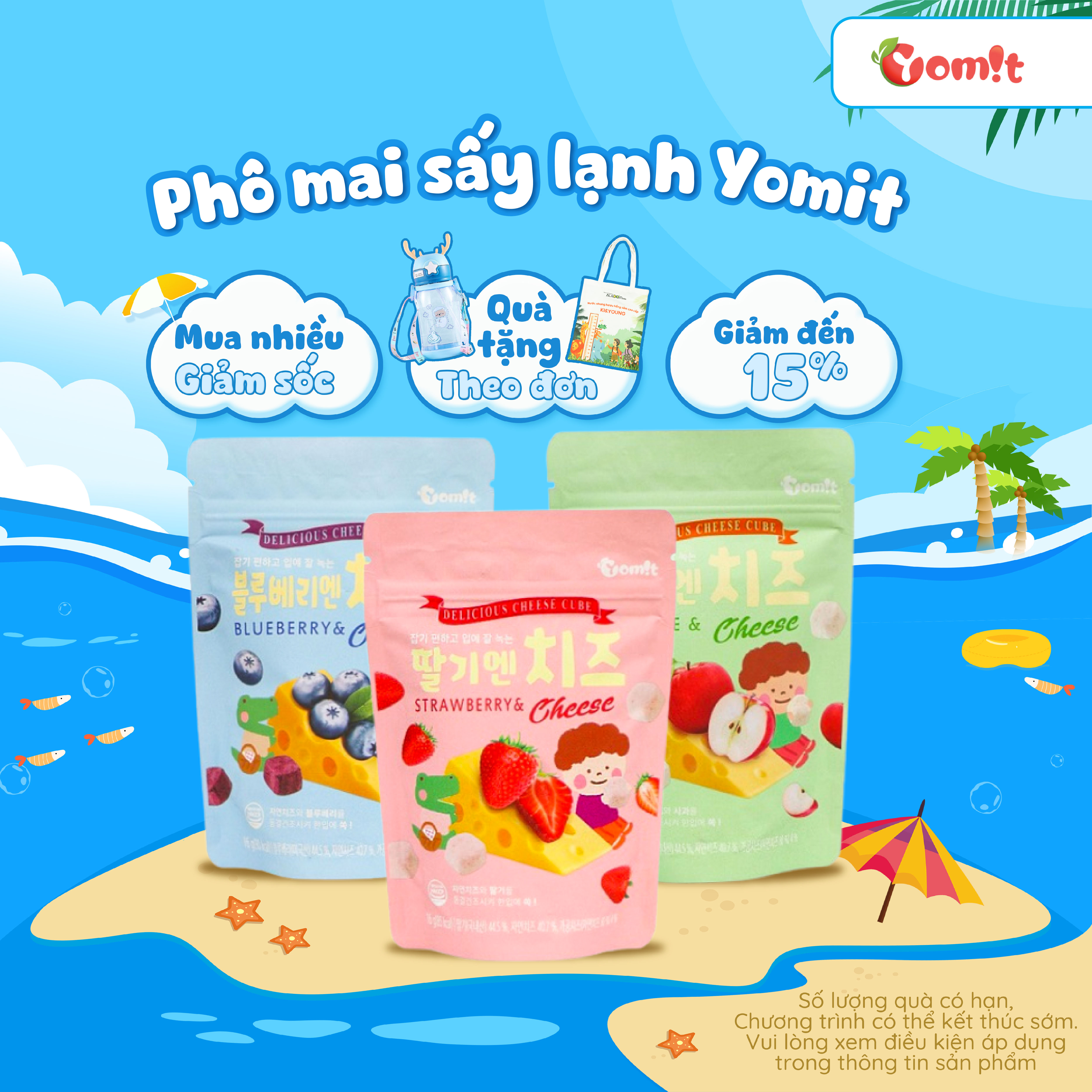 Combo 3 gói phô mai hoa quả khô sấy lạnh Yomit - ALADDIN VINA