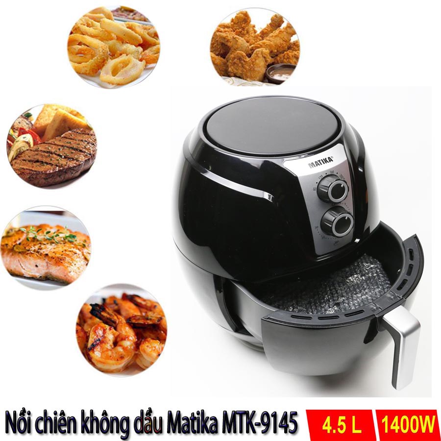 Nơi bán nồi chiên chân không matika mtk-9145 giá rẻ nồi chiên điện tử nồi chiên không dầu đa năng matika mtk-9145 dung tích 4.5l công suất 1400w công nghệ hiện đại dễ dàng tháo lắp-giảm chất béo - bảo hành 24 tháng