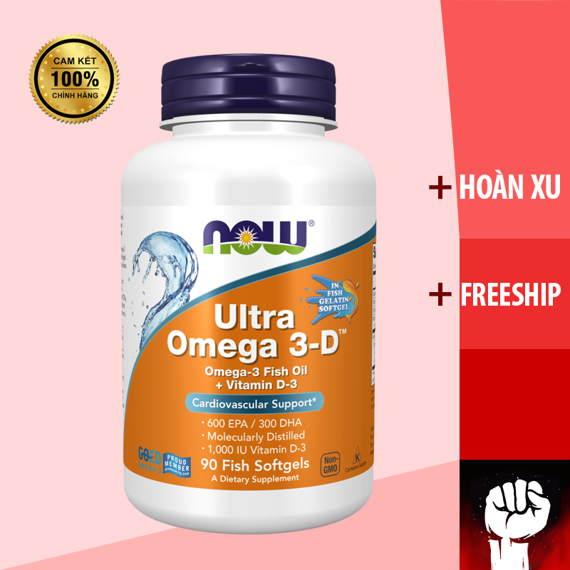 Ultra Omega 3-D | Dầu Cá Now Ultra Omega 3-D [90 Viên] - Vitamin Bổ Mắt Sáng Mắt - Bổ Sung Vitamin D - Muscle Fitness