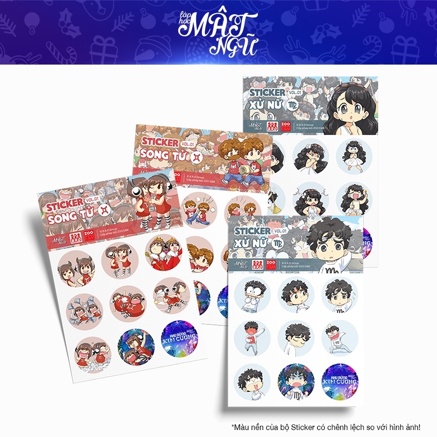 Combo 6 bộ sticker lớp học mật ngữ vol.01 - board game vn