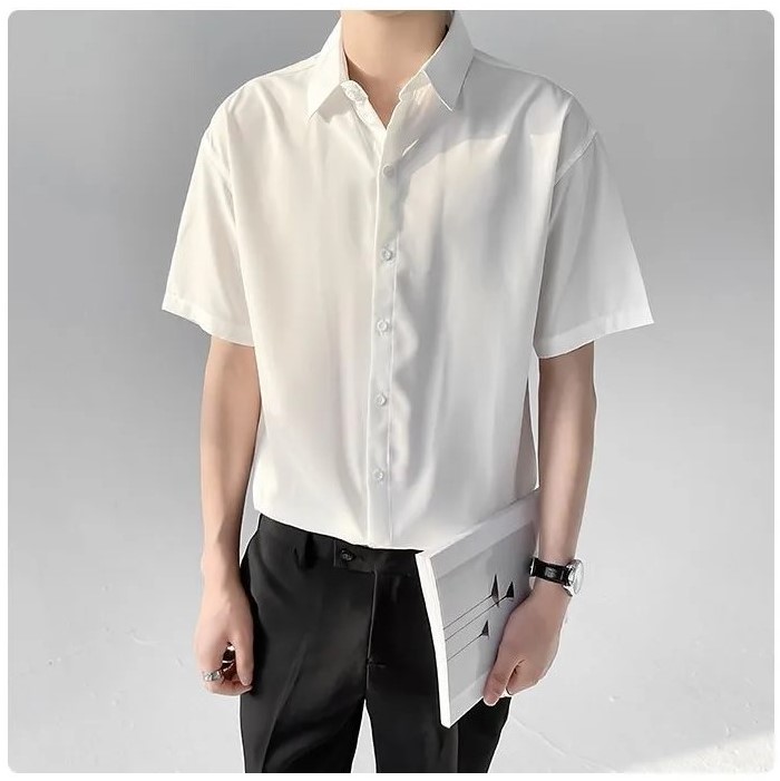 Áo sơ mi nam ngắn tay kiểu dáng Unisex hiện đại nhiều màu trắng đen xanh vịt xanh da trời