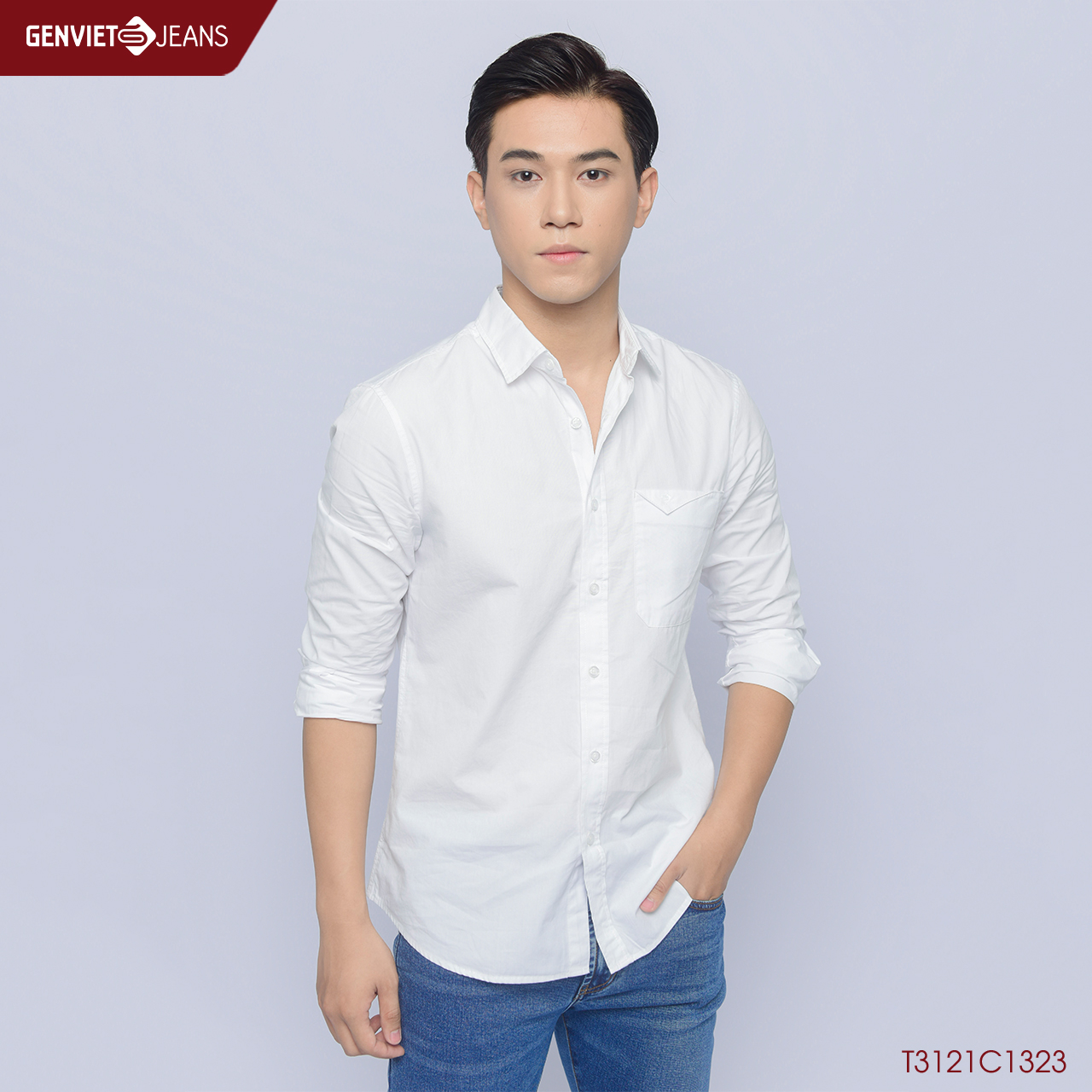 Áo sơ mi dài tay nam t3121c1323 genviet jeans