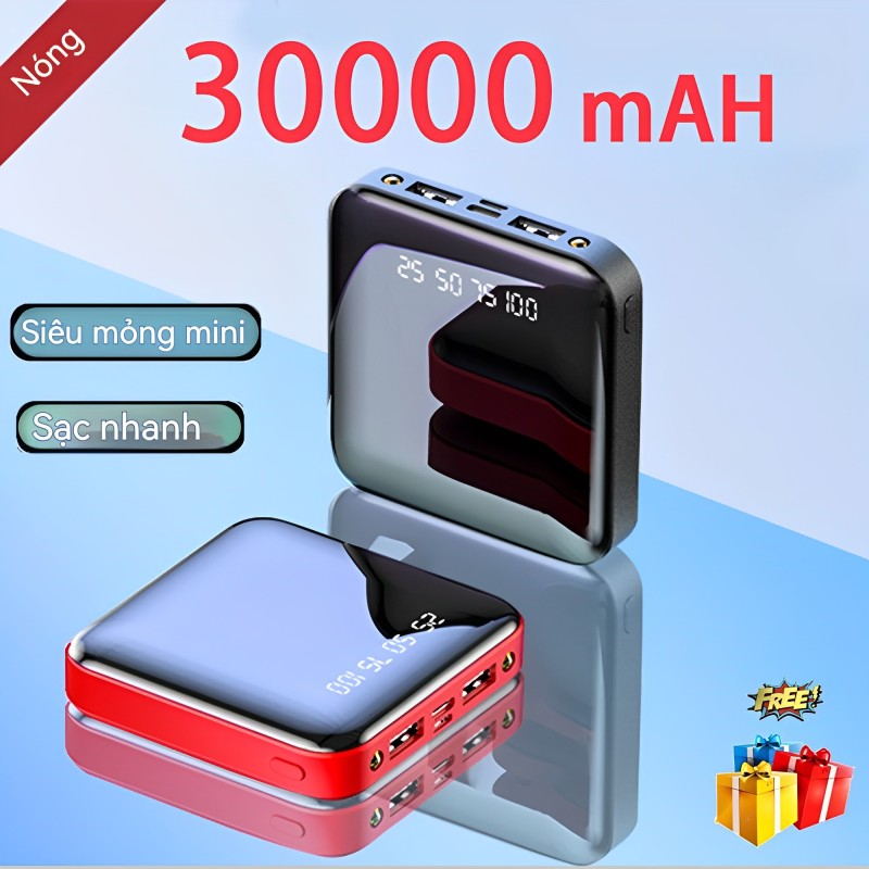 Pin Dự Phòng mini chính hãng 30000mAh Bộ sạc pin kép USB LED hiển thị kỹ thuật số Bộ sạc pin dự phòng mỏng