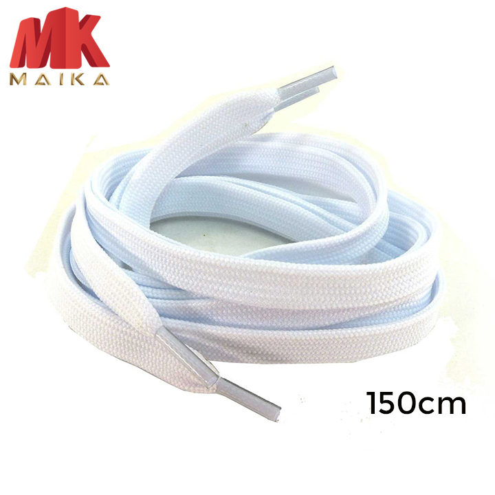 (1 đôi) - Dây Buộc Giày Sợi Dẹt MKPK2 150CM màu trắng - dây giày nam nữ, dây giày thể thao dẹt, dây buộc giày thời trang, dây giày dù, dây dù, dây giày phượt, dây giày vải MK MAIKA