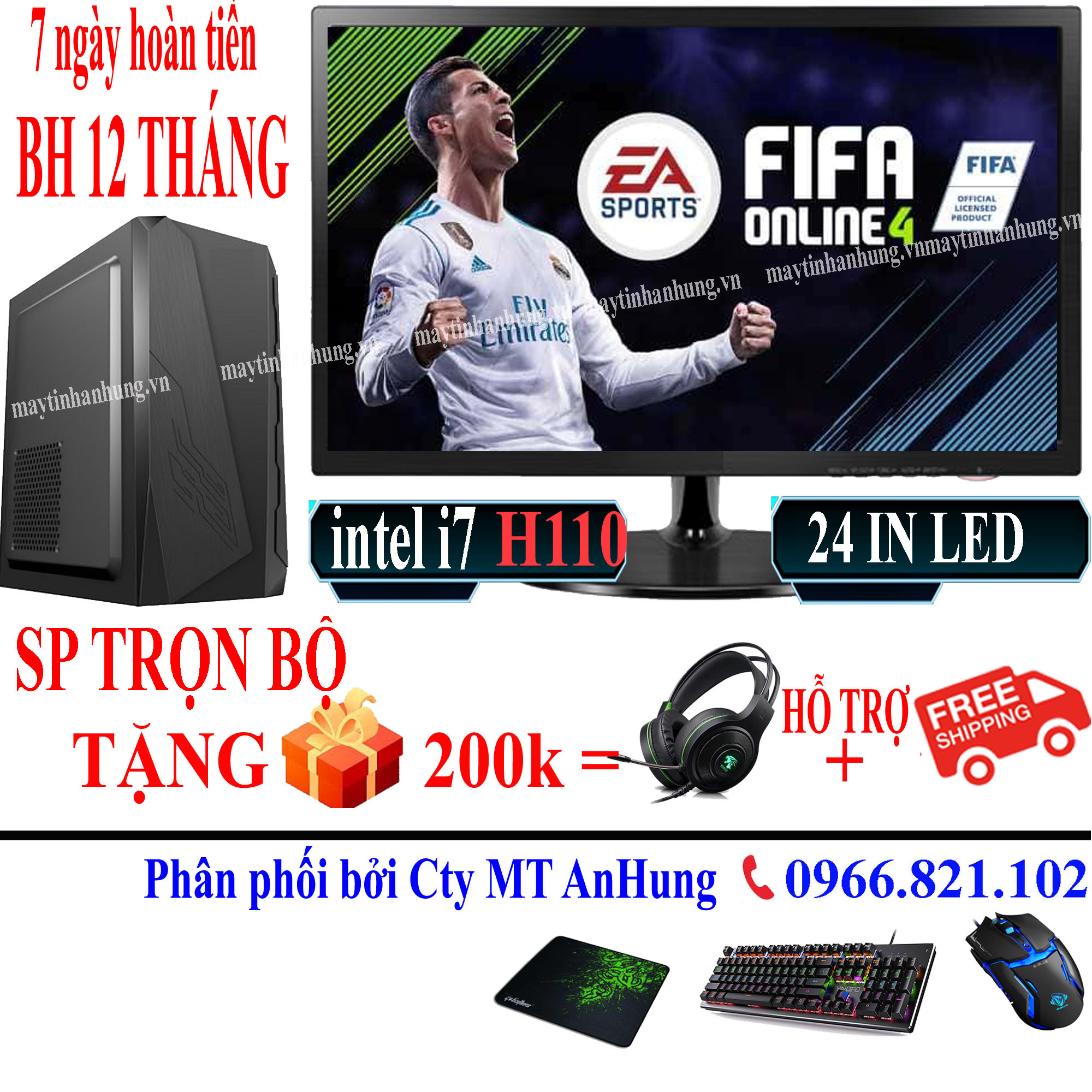 Bộ máy tính để bàn chơi game đời cao Intel Core i7 6th H110 chuyên chơi game cf lol fifa pugb mobi...