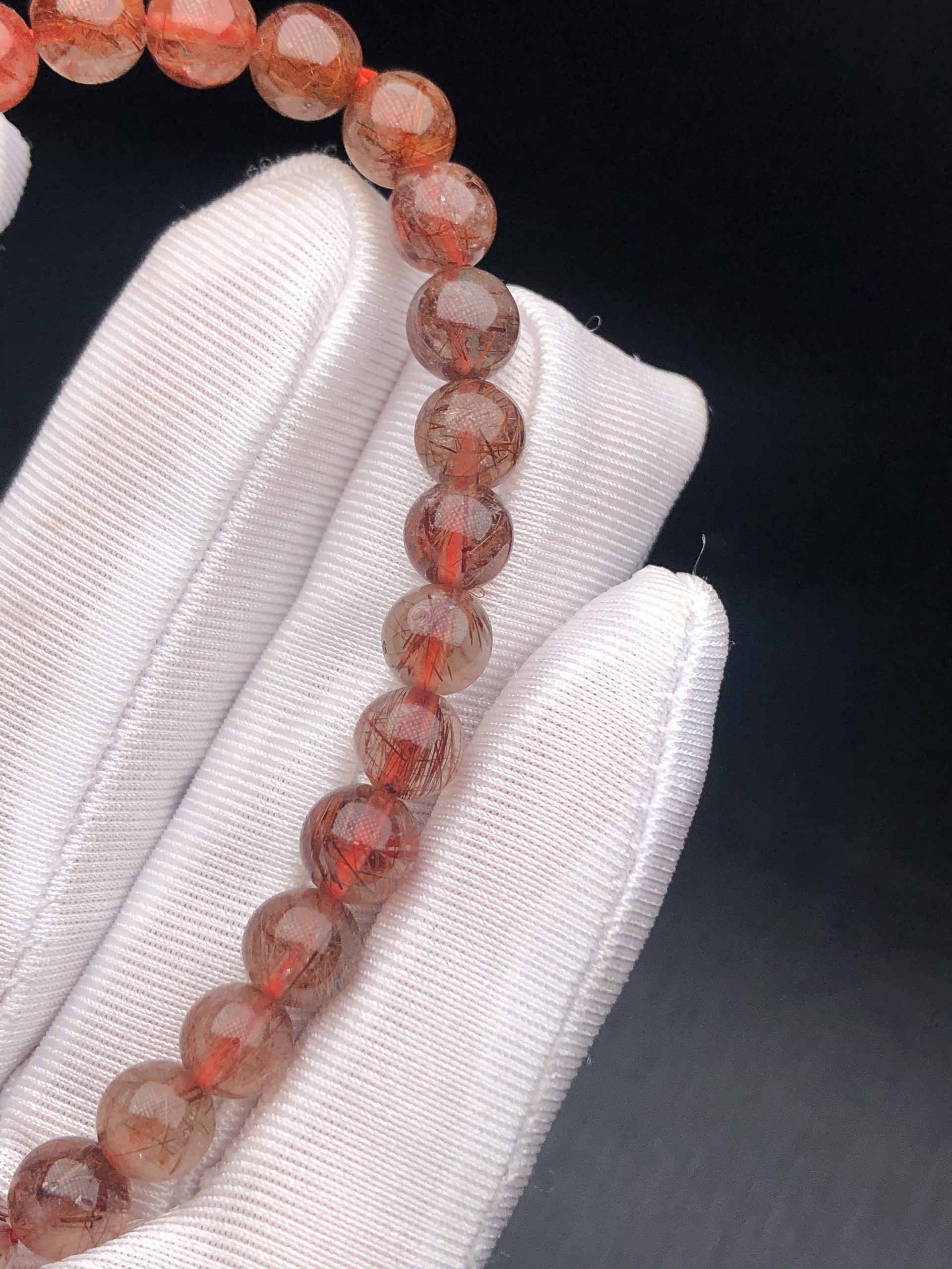 Vòng tay phong thủy đá thạch anh tóc đỏ ánh kim tự nhiên 7mm