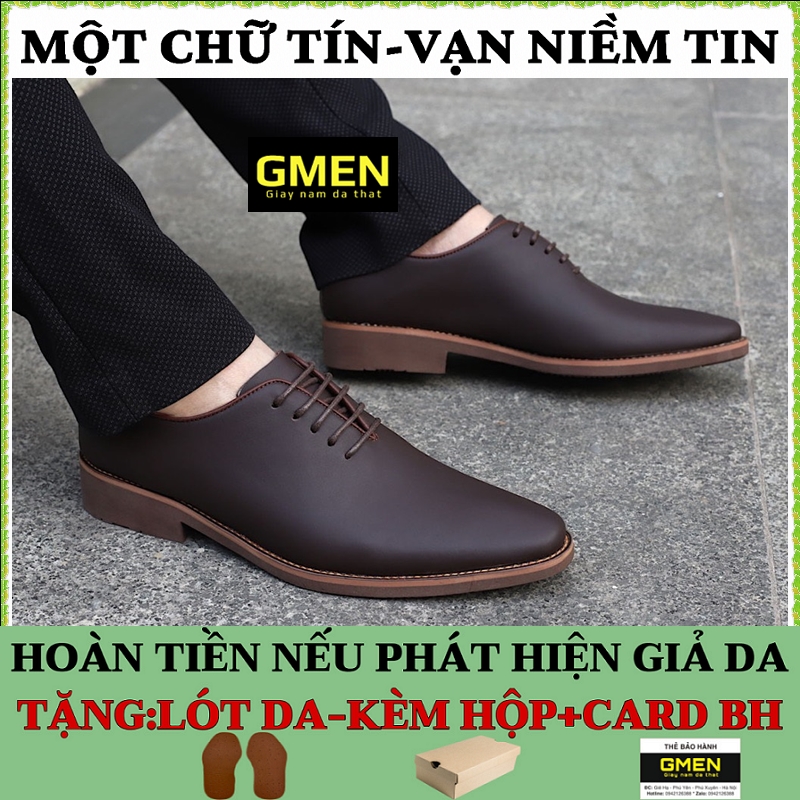 Giày Tây Nam Da Bò Mềm Mại Đế Cao Su Êm Chân Phong Cách Trẻ Trung Lịch Lãm Tk0689