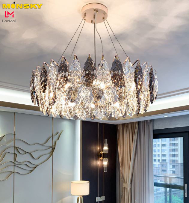 Đèn chùm MONSKY GOSRE pha lê hiện đại trang trí nhà cửa cao cấp