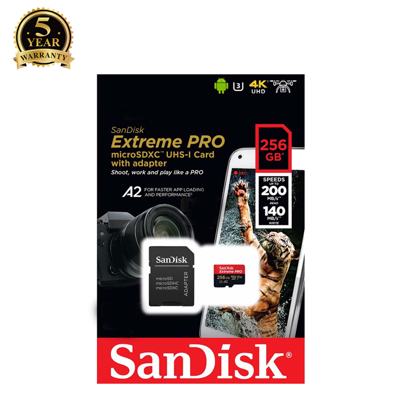 Thẻ nhớ MicroSDXC SanDisk Extreme Pro 256GB V30 U3 4K A2 tốc độ đọc 200MB/s ghi 140MB/s (Đen đỏ) Phụ Kiện 1986