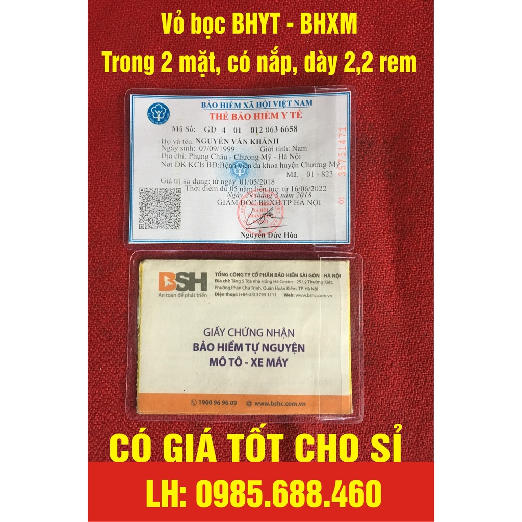 Vỏ bọc Thẻ bảo hiểm Y tế - Bảo hiểm xe máy