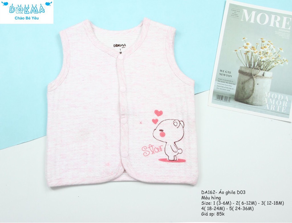 DA162 Áo Ghile cotton DOKMA xinh xắn (1-5) 6 đến 36 tháng cho bé 4 đến 14kg vừa mẫu này