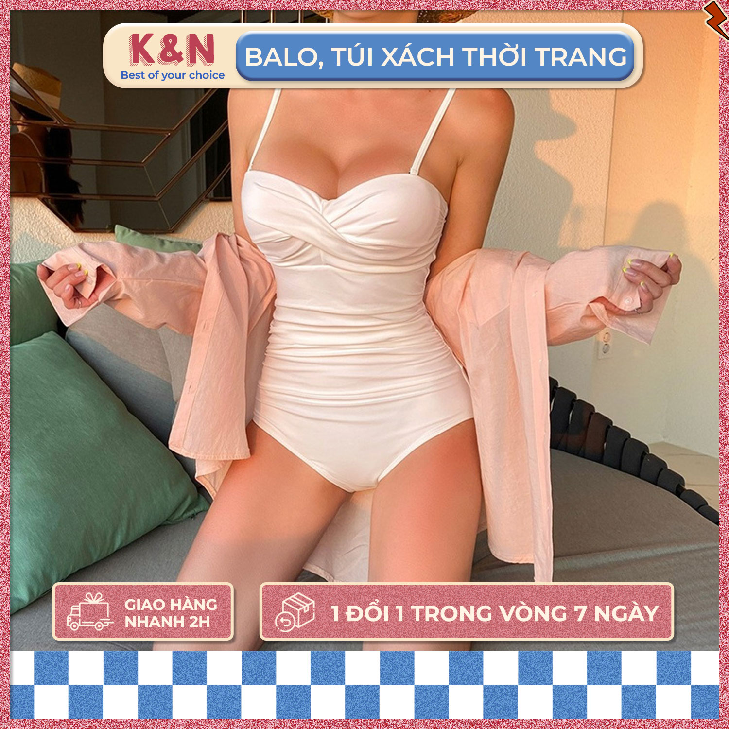 Bikini đi biển bikini 1 mảnh kín đáo phong cách hàn quốc đồ bơi nữ kín đáo 1 mảnh - oqab055 - k&n store