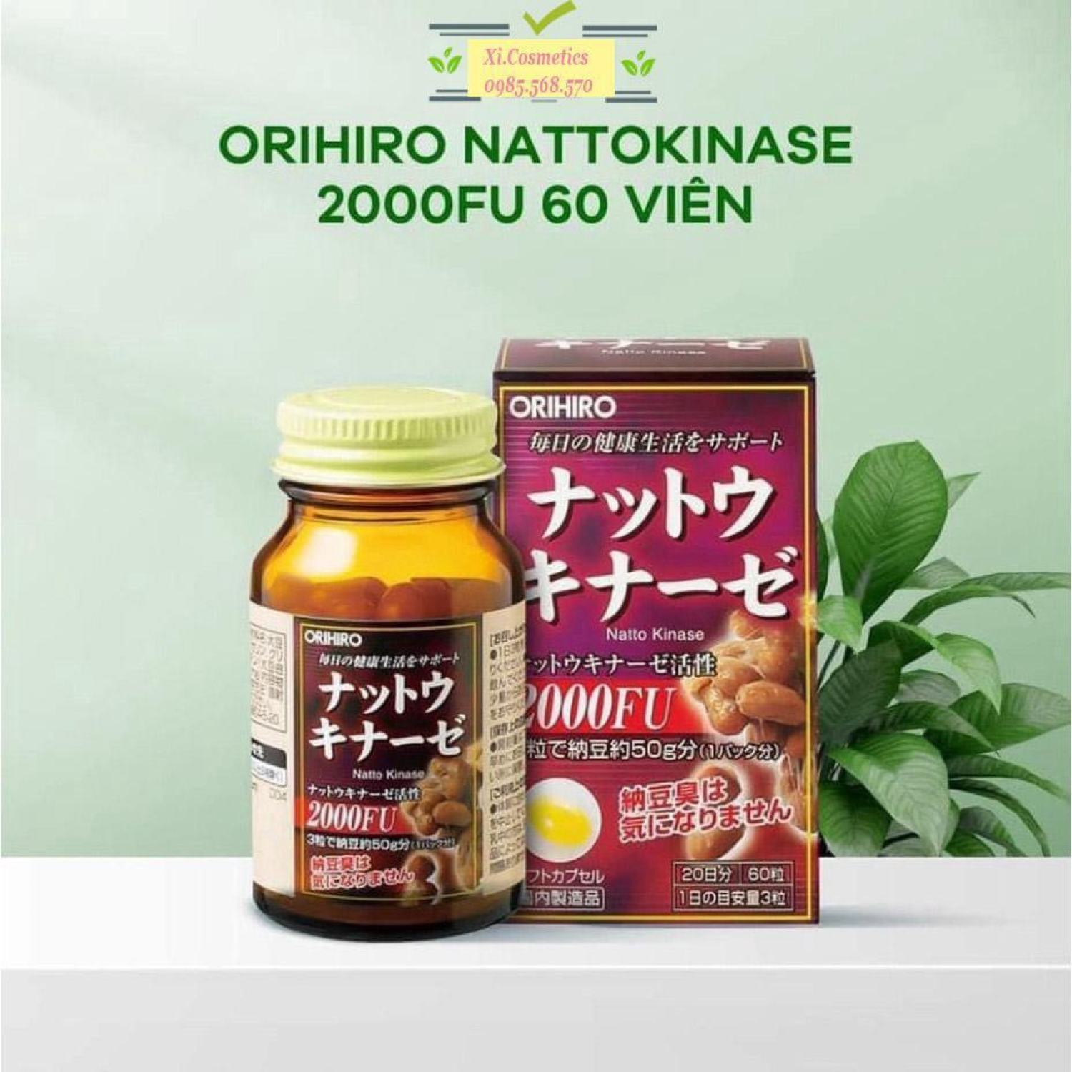 Viên Uống Chống Đột Quỵ, Tai Biến Natto Kinase 2000FU Orihiro Hộp 60 Viên