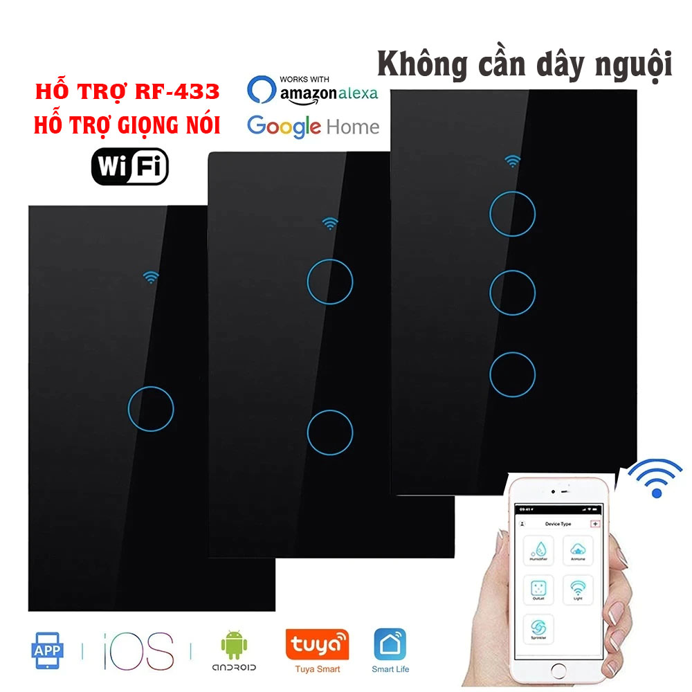 Công Tắc Thông Minh Wifi Tuya Smartlife 1,2,3,4 Nút Có RF433