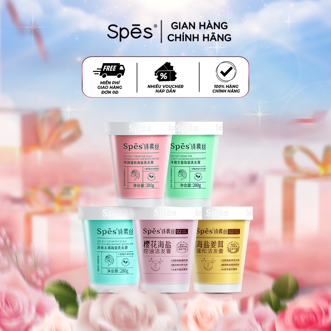 Tẩy tế bào chết da đầu SPES tinh chất muối biển tạo phồng dưỡng ẩm phục hồi tóc 280g