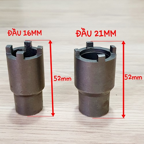 Bộ 2 Đầu Khẩu Mở Nồi Xe Số Thép Nguyên Khối Gồm Đầu 16MM Và 21MM Dùng Với Cần Siết 1/2