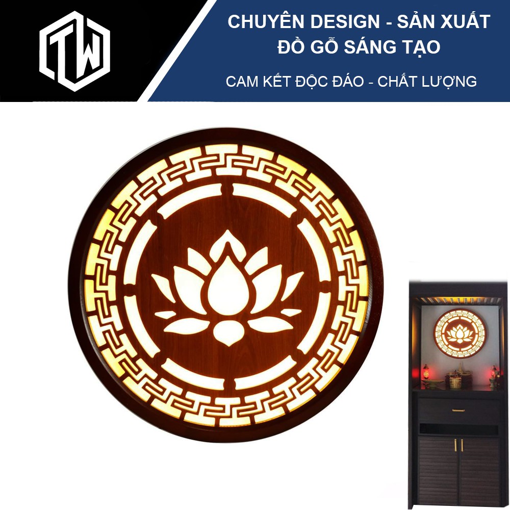 Đèn led ốp hậu ban thờ hình bông sen cao cấp, trang trí , phong thủy cho ban thờ