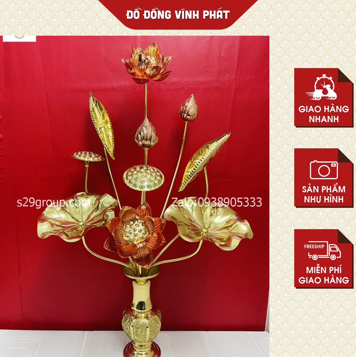 Hoa sen đồng thờ cúng ,phụ kiên thờ cúng cao cấp