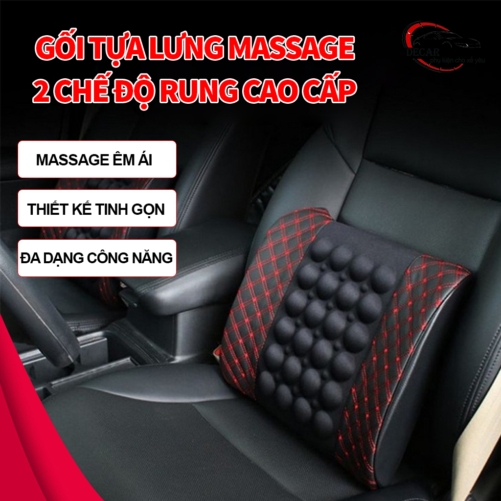 Gối tựa lưng massage trên xe ô tô , máy mát xa đệm lưng cao cấp dành cho ghế xe hơi, văn phòng bảo vệ cột sống