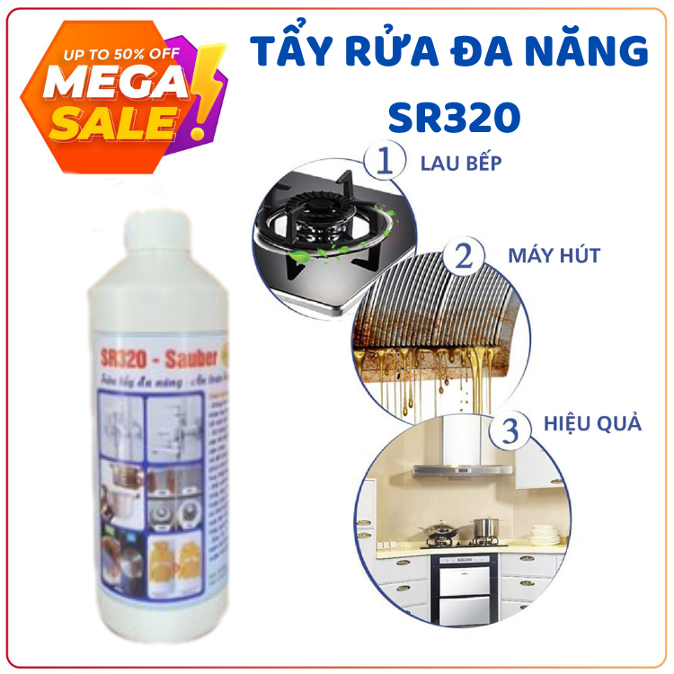 Chai Xịt Tẩy Đa Năng SR320 500ml Sử Dụng Mọi Bề Mặt An Toàn Và Tẩy Rửa Đa Năng SR320 Tẩy Sạch Mọi Vết Bẩn Xoong Nồi Dung Dịch Tẩy Đa Năng Tẩy Kim Loại SR320 Đánh Bay Dầu Mỡ Vết Bẩn Cứng Đầu