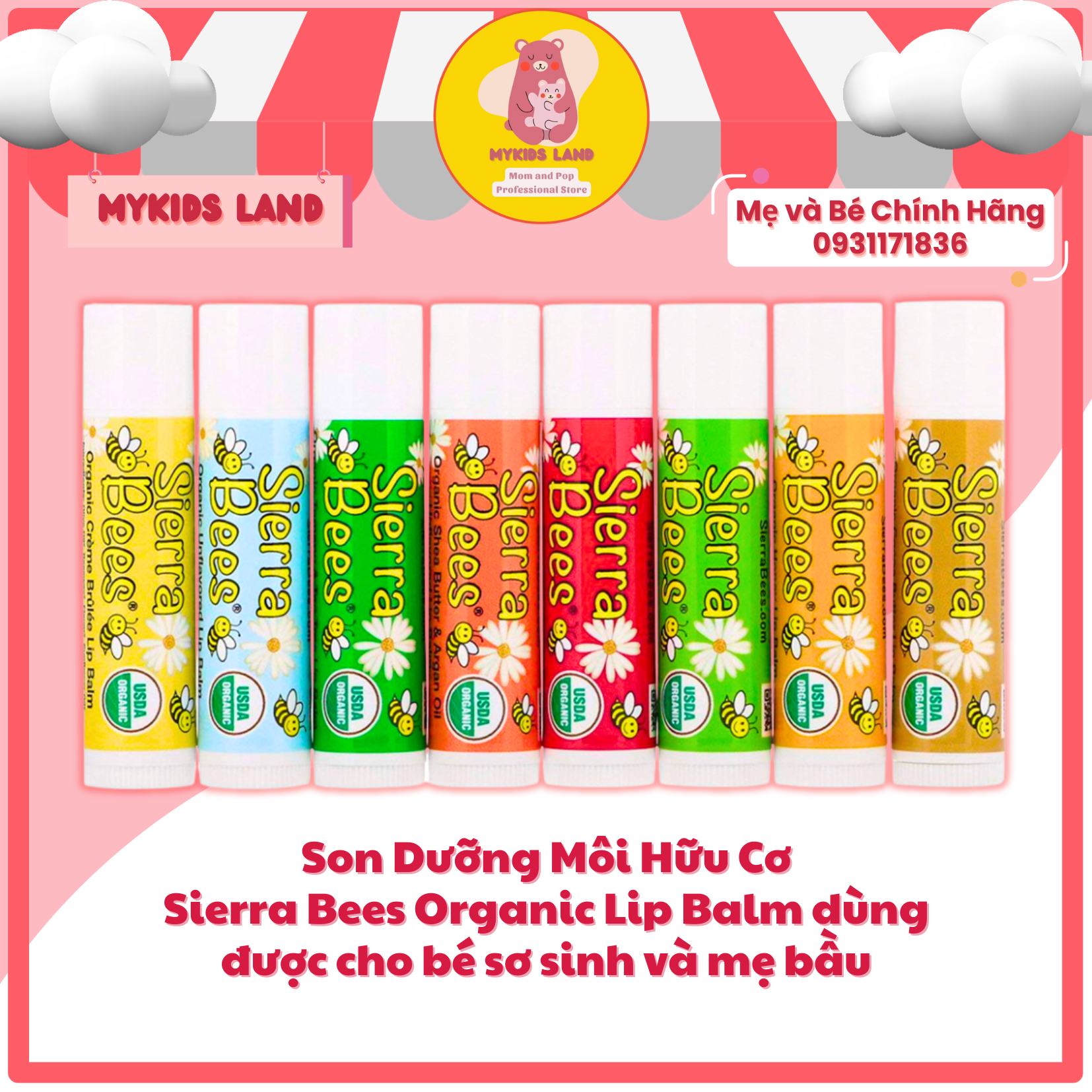 Son dưỡng môi hữu cơ sierra bees organic lip balm 25g