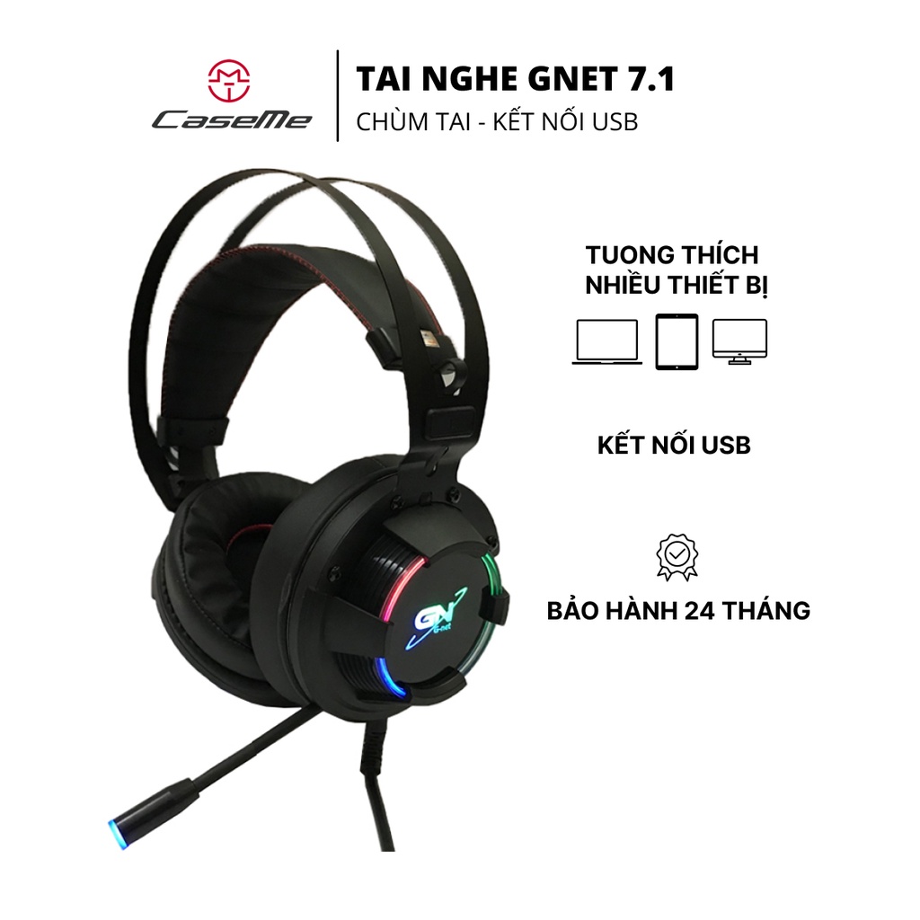 Tai nghe máy tính, laptop Gnet GH5 cổng kết nối USB có mic chống ồn và led rgb - tai nghe gaming -