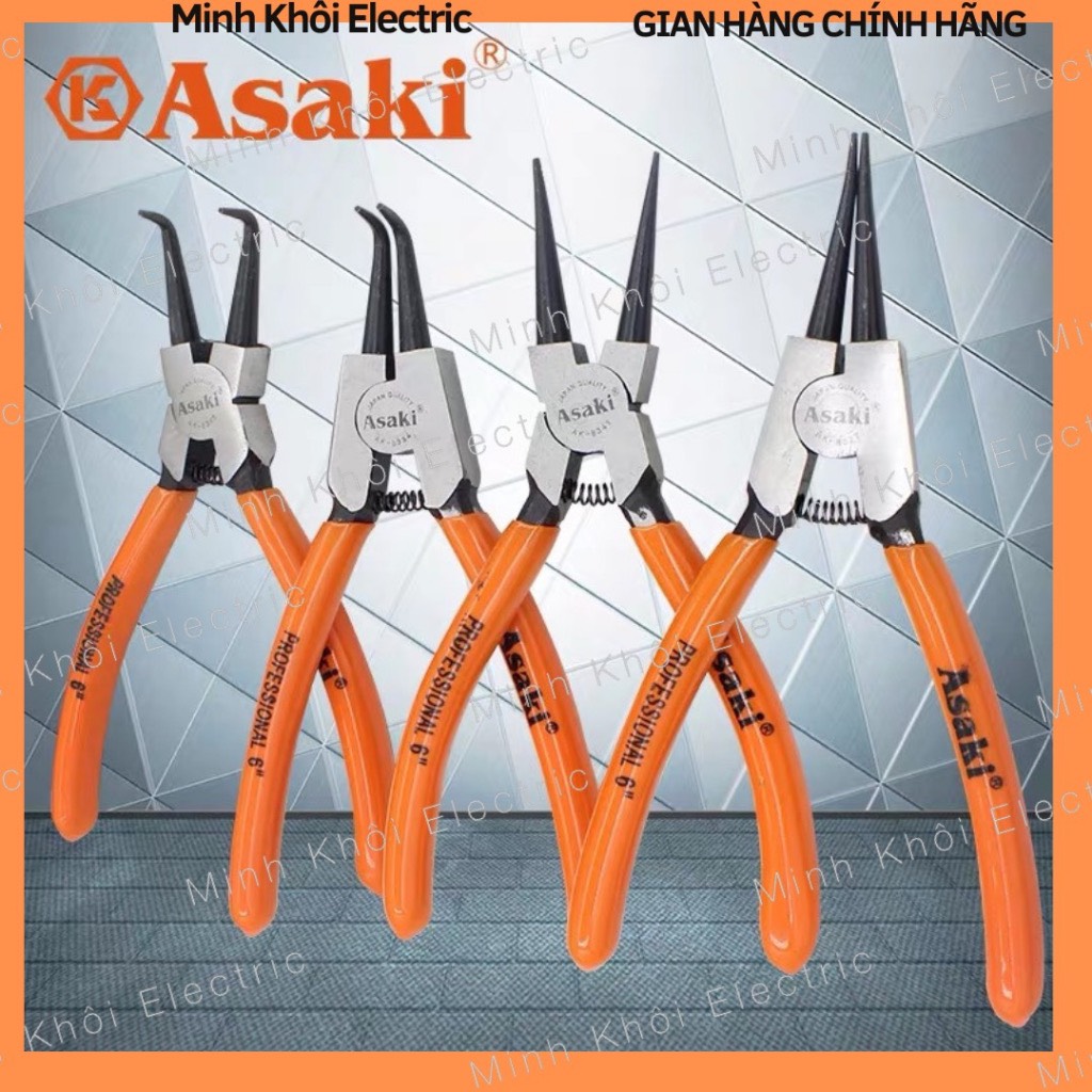 Kìm phanh, kìm mở phe mũi thẳng Asaki 7 inch, kim phe, phanh ngoài mũi thẳng, kim gắp phanh
