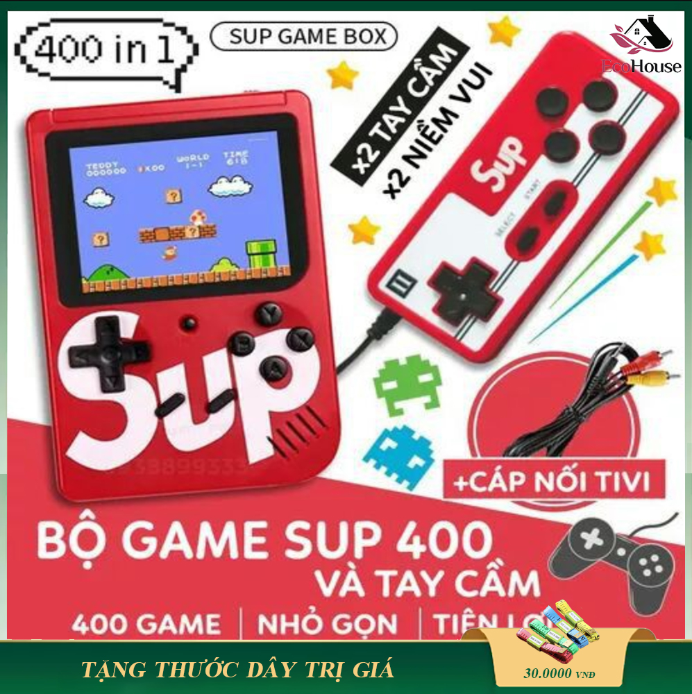 Máy chơi game cầm tay 4 nút SUP 400 cổ điển loại nhỏ chế độ 1 người và 2 người chơi bảo hành 12 tháng lỗi đổi mới trong 7 ngày đầu nhận hàng