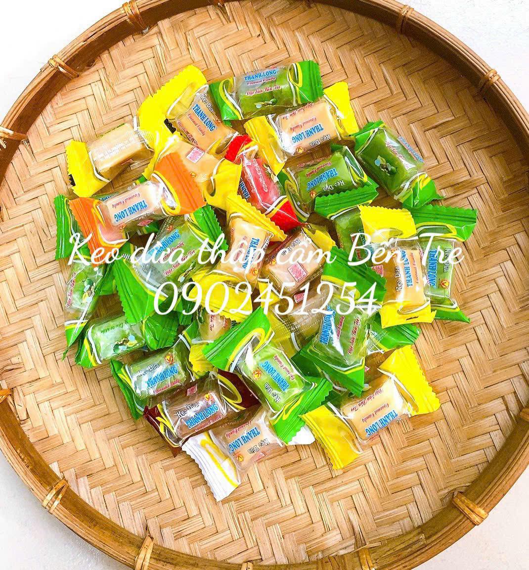 500gr/1kg kẹo dừa mix vị thập cẩm thanh long đặc sản bến tre