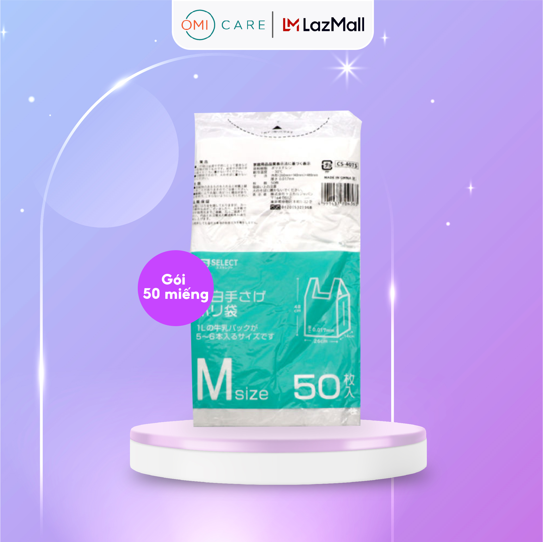 Túi Đựng Màu Trắng Sữa Có Tay Cầm Size M S Select Nhật Bản (50 Chiếc/Túi)