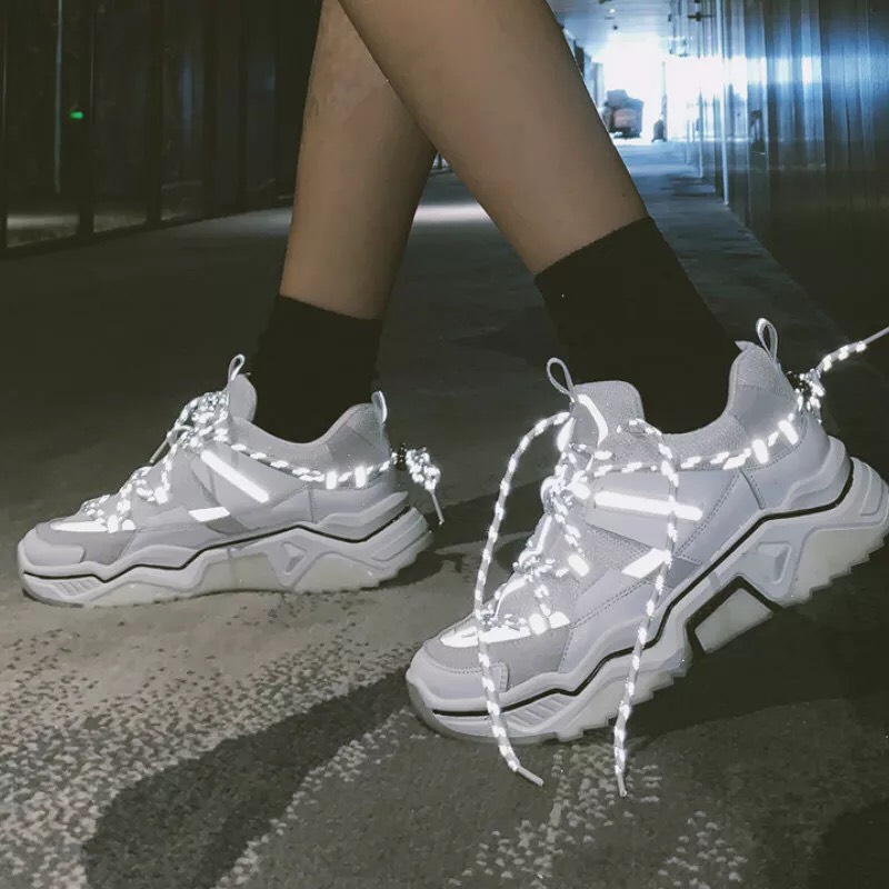 Giầy nữ thể thao sneaker uzzang vải cenien tia phản quang