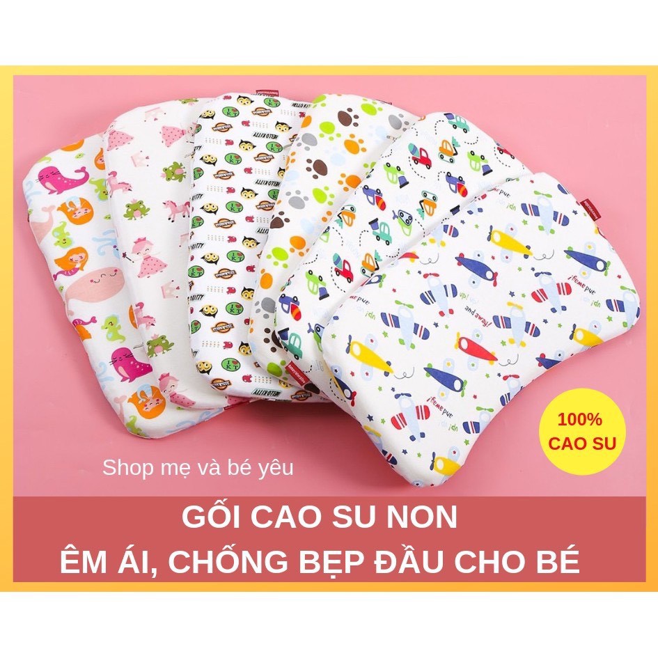 Gối cao su non chống méo đầu trẻ sơ sinh, Gối memory foam mềm mại, đàn hồi, bảo vệ đầu cho bé, vỏ ngoài cotton - My baby