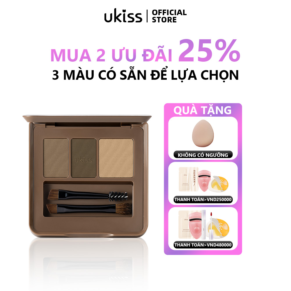 UKISS Phấn Lông Mày Ba Màu Bảng Màu Trang Điểm Chuyên Nghiệp Tem Dán Lông Mày Phấn Mắt Phấn Mắt Chống Thấm Nước Và Mồ Hôi Kèm 2 Cọ Hai Đầu Mua 2 Giảm Giá 25%