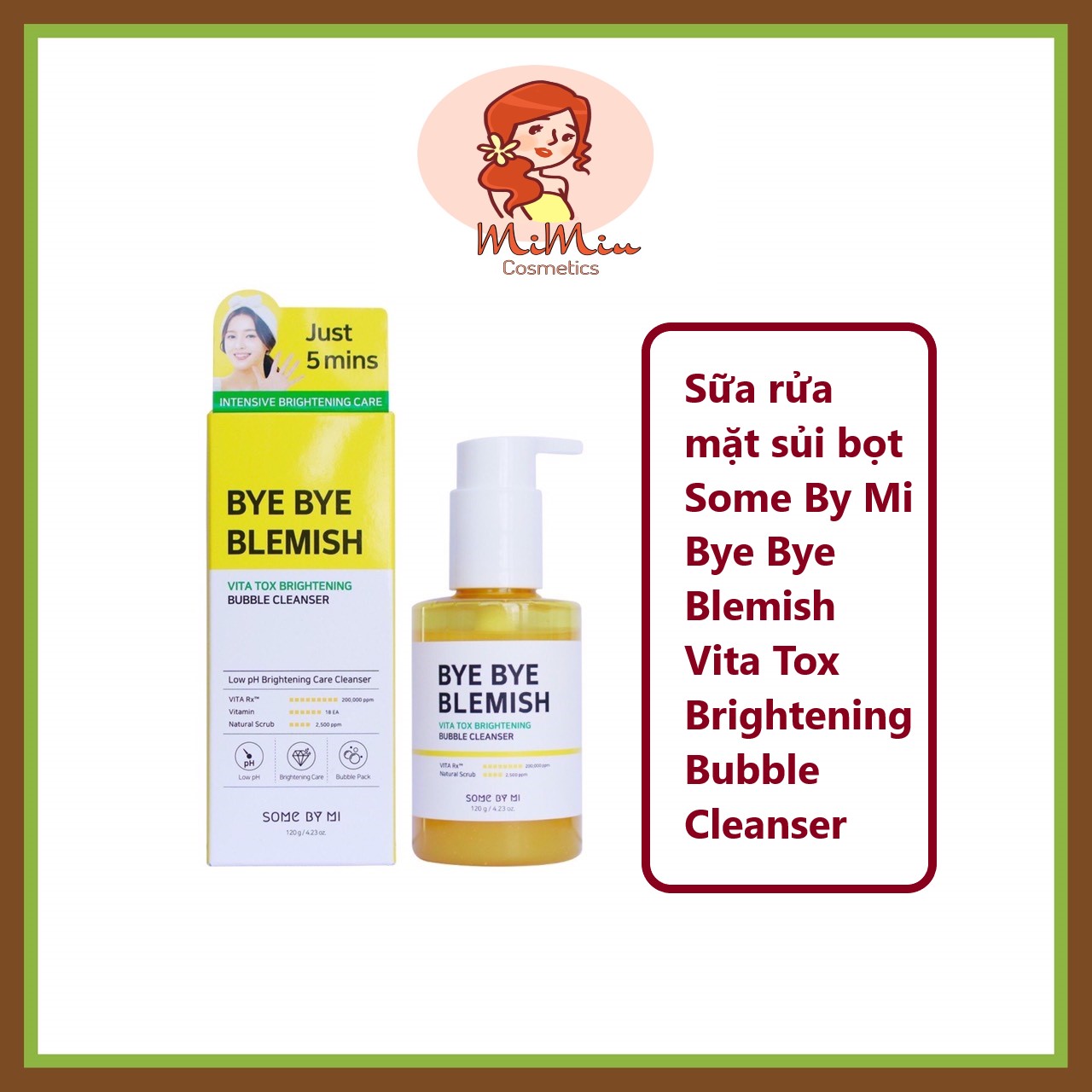 Sữa rửa mặt sủi bọt Some By Mi Bye Bye Blemish Vita Tox Brightening Bubble Cleanser