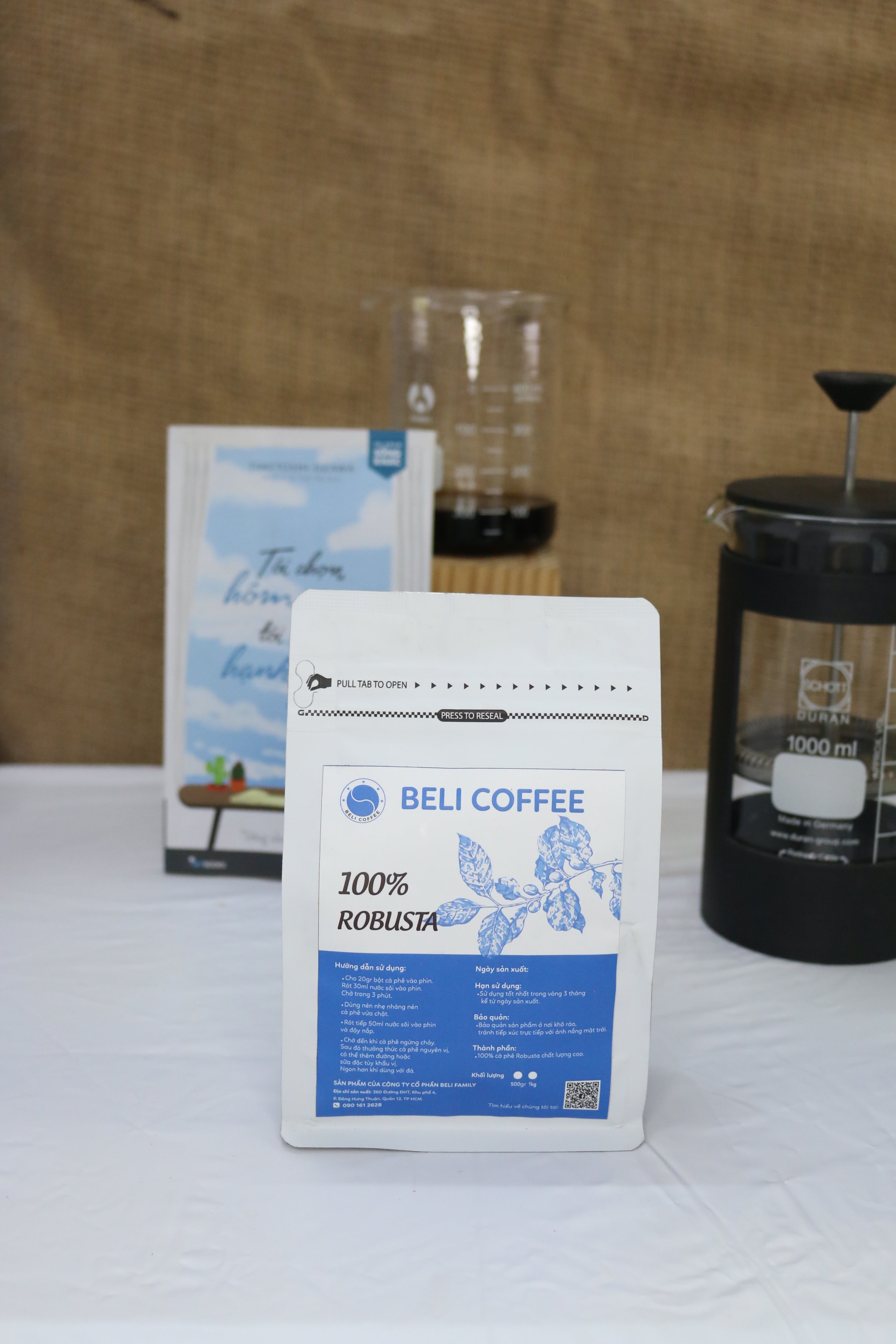 Cà phê pha phin beli coffee 100% robusta gói 250gr