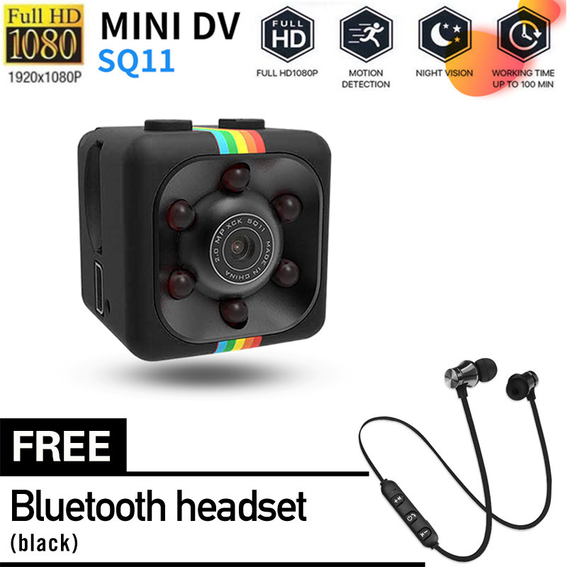 Camera mini sq11 siêu nhỏ bé hành trình xe máy phượt – Camera hành trình full hd 1080p chống rung chống nước với tai nghe Bluetooth miễn phí