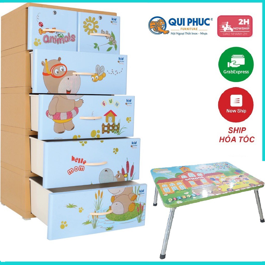 [HCM]TỦ NHỰA QUI PHÚC KID HÀ MÃ 5 TẦNG 6 NGĂN 60 x 47 x 130 Cm- TẶNG BÀN XẾP CHO BÉ- BẢO HÀNH NHỰA LÊN TỚI 10 NĂM