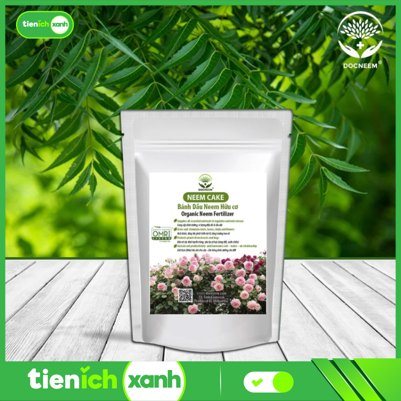 Bánh Dầu Neem DOCNEEM Neem cake trị sùng đất, cuốn chiếu, ốc sên, phân bón kích rễ hoa hồng, cây cảnh trong nhà ngoài trời, túi 1kg