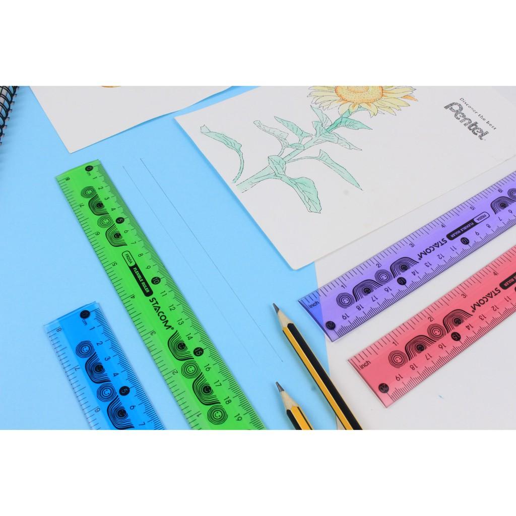 Thước kẻ thẳng stacom, được làm từ nhựa pvc siêu dẻo 20/30cm fr20a/fr30a