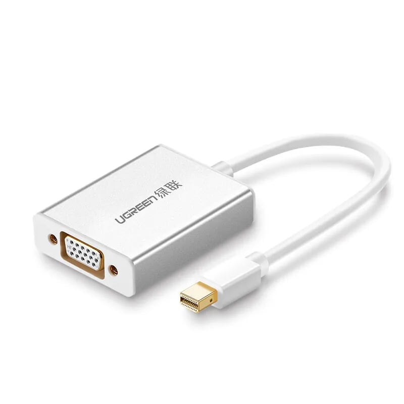 Ugreen 10437 màu trắng cáp chuyển đổi mini dp sang vga vỏ nhôm có audio md107
