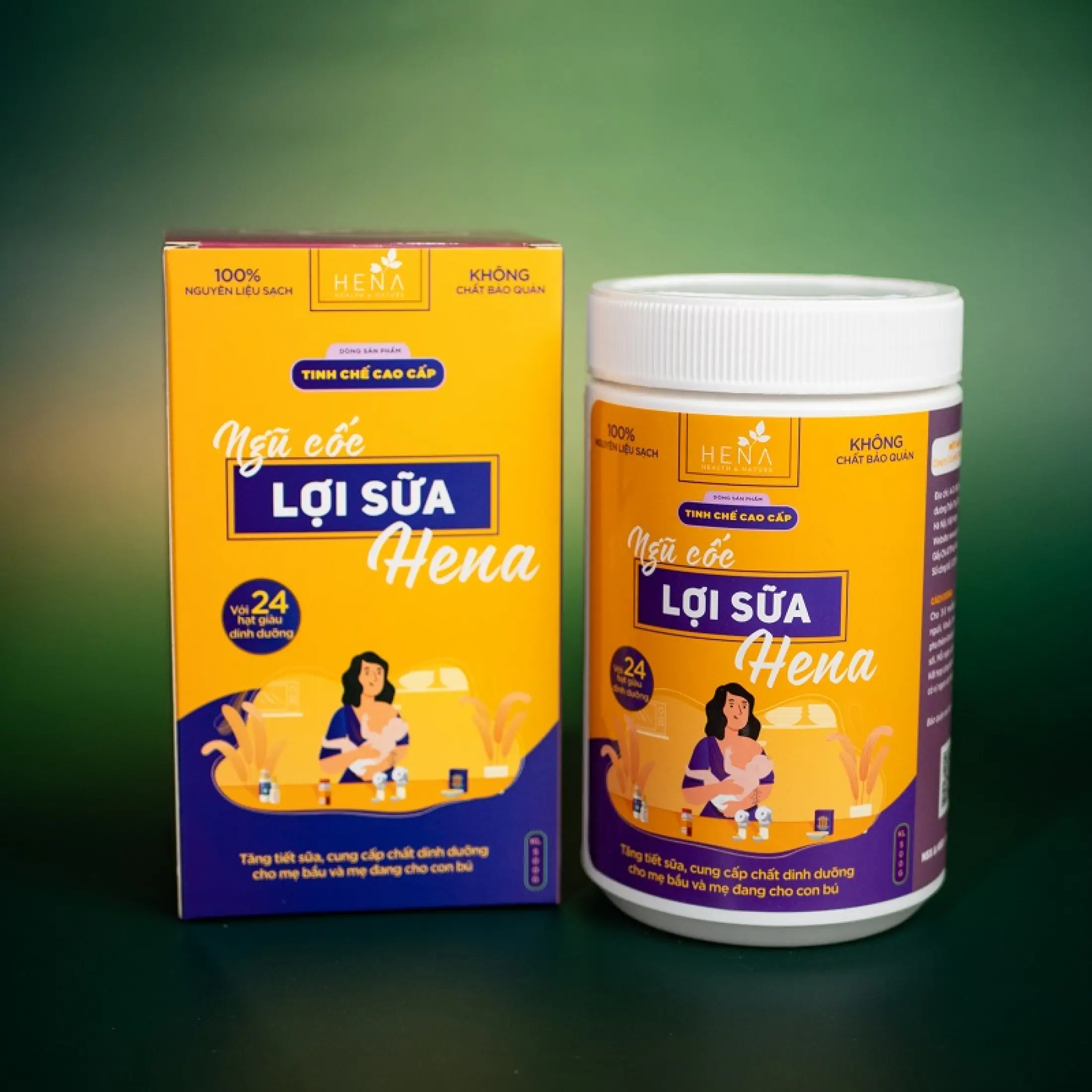 Ngũ Cốc Lợi Sữa Hena 500g Ngũ Cốc Bà Bầu với 100% Nguyên Liệu Hữu Cơ - Giúp Mẹ Bầu có Sữa Về Nhiều, Nhanh, Đặc Chỉ Sau 3 Ngày - Cải Thiện Chất Lượng Sữa - Sản Phẩm Chính Hãng, Cao Cấp - Đã Được Kiểm Nghiệm và Công Bố