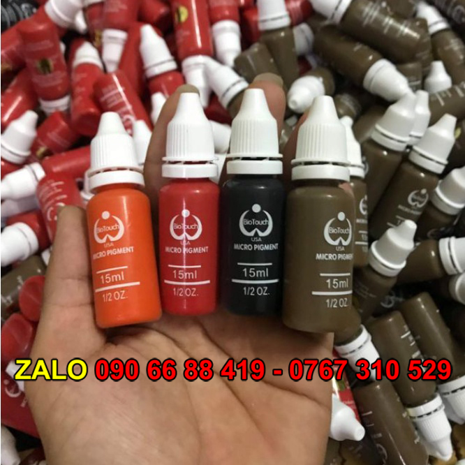 Mực tập xăm Biotouch phun xăm Môi Mày Mí 15ml - Mực tập Đỏ Nâu Đen Biotouch phun xăm, Mực học xăm Biotouch trên da giả cho phun xăm điêu khắc môi mày mí